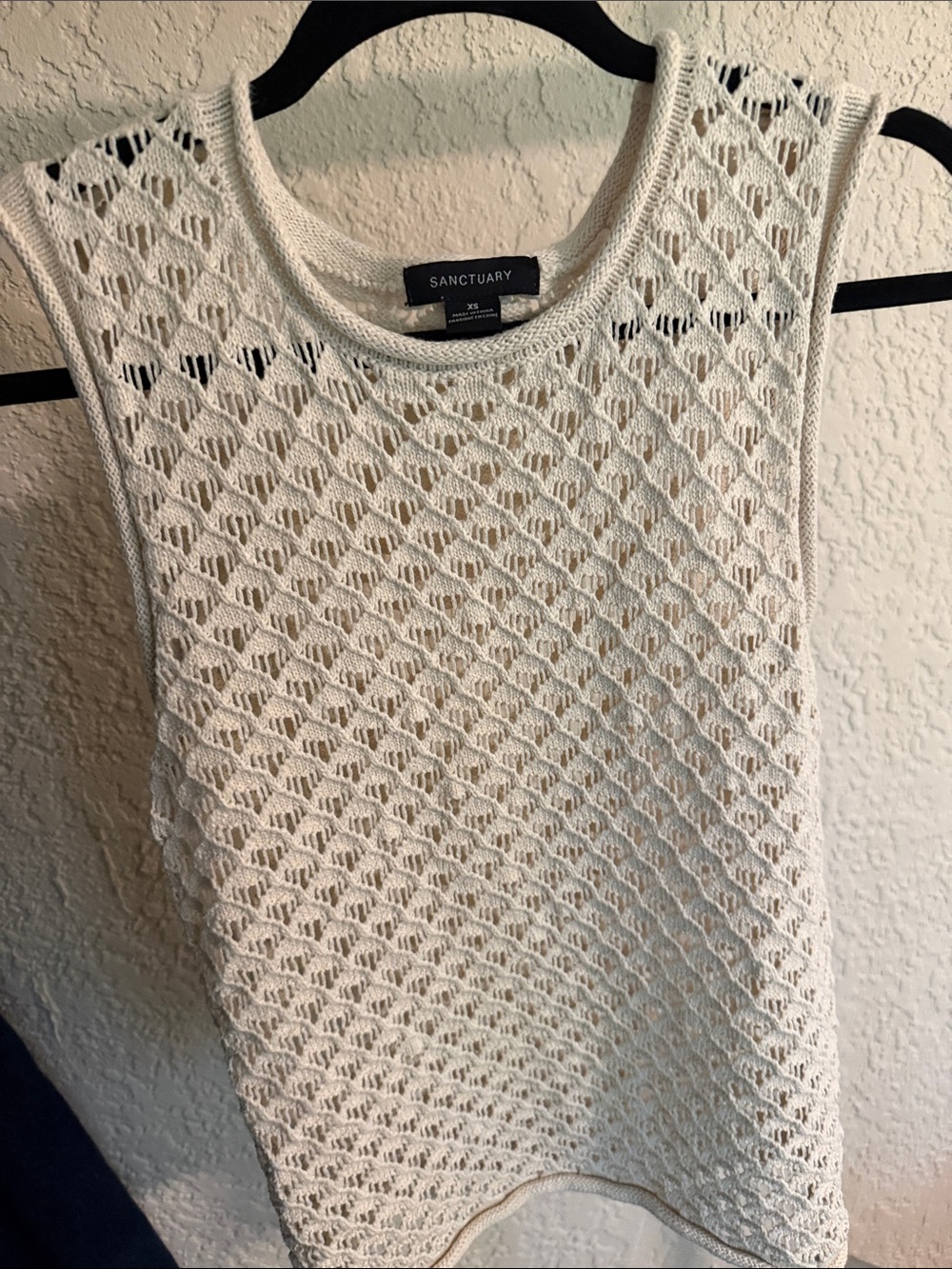 Sanctuary Cream Open-Knit Sleeveless Tank